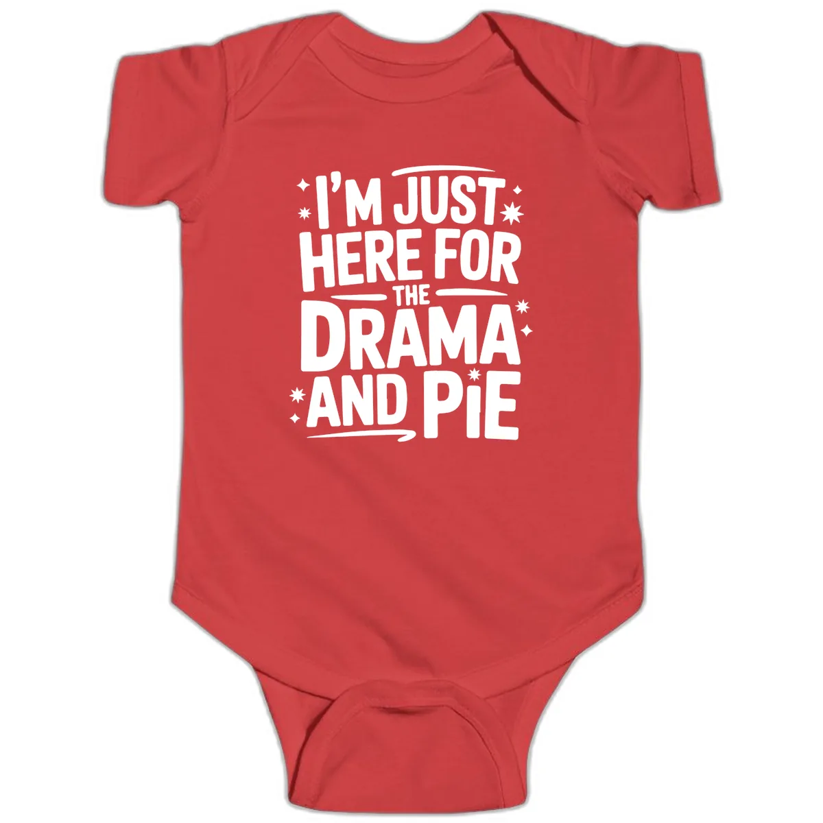Here For The Drama And Pie Baby Onesie in Red